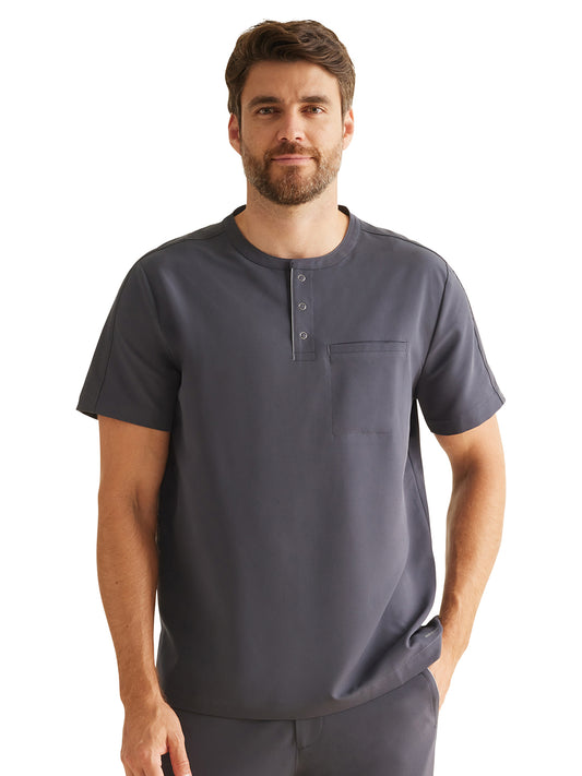 Men's 1-Pocket Mandarin Collar Scrub Top