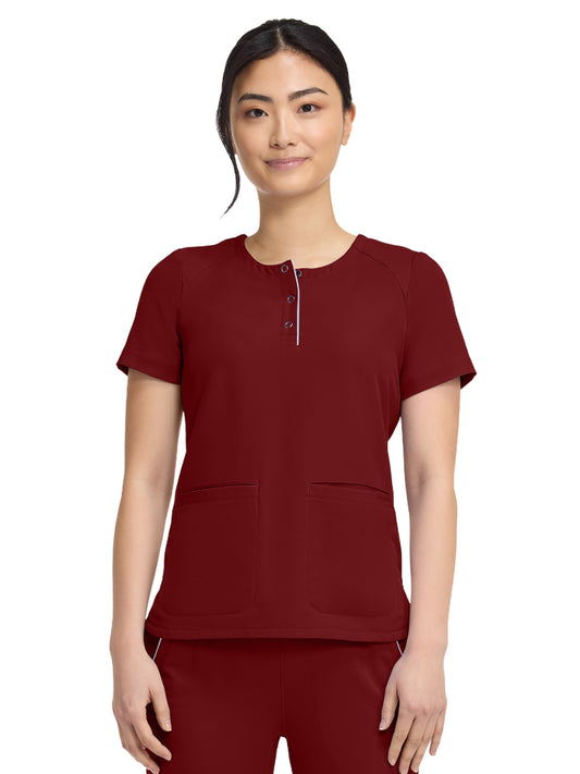 Women's 3-Pocket Crew Neck Top - 702 - Garnet Red