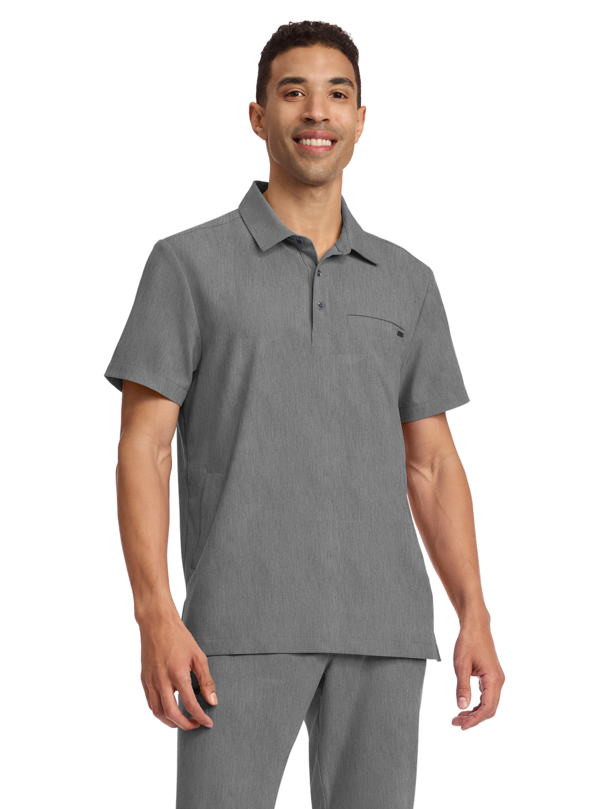 Men's 3-Pocket Polo Collar Top - 759 - Heather Ash