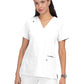 Women's Three-Pocket Wide V-Neck Stretch Hustle and Heart Top - 1019 - White