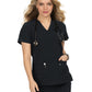Women's Three-Pocket Wide V-Neck Stretch Hustle and Heart Top - 1019 - Black