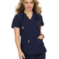 Women's Three-Pocket Wide V-Neck Stretch Hustle and Heart Top - 1019 - Navy
