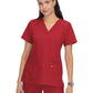 Women's Three-Pocket Wide V-Neck Stretch Hustle and Heart Top - 1019 - Ruby