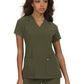 Women's Three-Pocket Wide V-Neck Stretch Hustle and Heart Top - 1019 - Olive Green