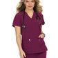 Women's Three-Pocket Wide V-Neck Stretch Hustle and Heart Top - 1019 - Wine