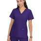 Women's Three-Pocket Wide V-Neck Stretch Hustle and Heart Top - 1019 - Grape