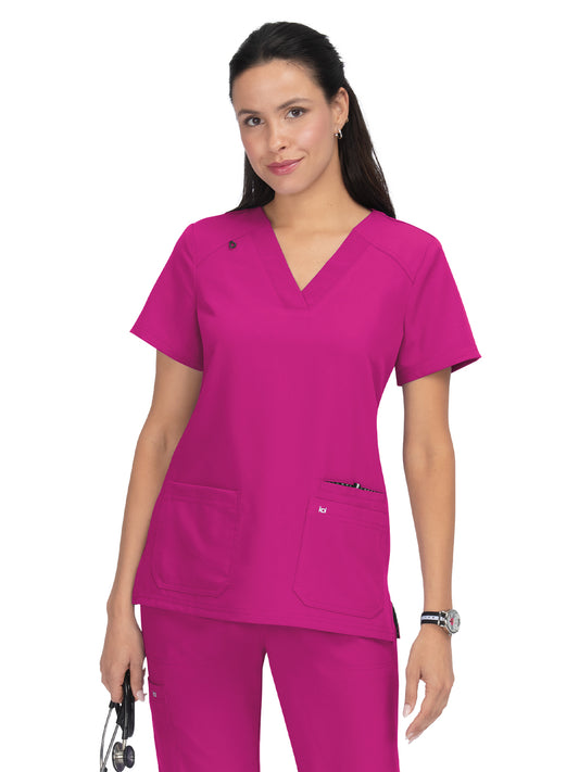 Women's 3-Pocket Wide V-Neck Stretch Hustle and Heart Scrub Top