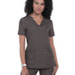 Women's Three-Pocket Wide V-Neck Stretch Hustle and Heart Top - 1019 - Heather Grey