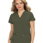 Women's Three-Pocket Wide V-Neck Stretch Hustle and Heart Top - 1019 - Heather Olive