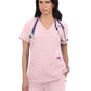 Women's Three-Pocket Wide V-Neck Stretch Hustle and Heart Top - 1019 - Pink Dream