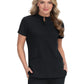 Women's Four-Pocket Zipper-Neck Mandarin Collar Driven Top - 1081 - Black