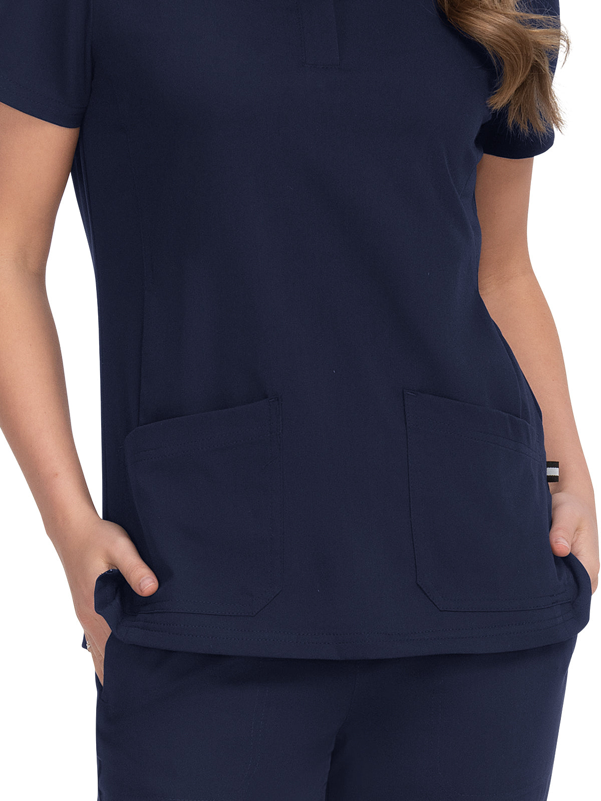 Women's 4-Pocket Zipper-Neck Mandarin Collar Driven Scrub Top