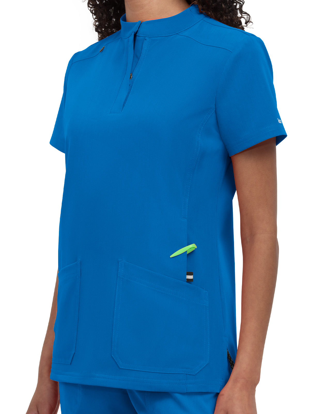 Women's 4-Pocket Zipper-Neck Mandarin Collar Driven Scrub Top