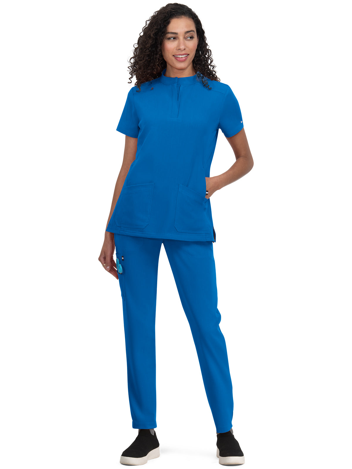 Women's 4-Pocket Zipper-Neck Mandarin Collar Driven Scrub Top