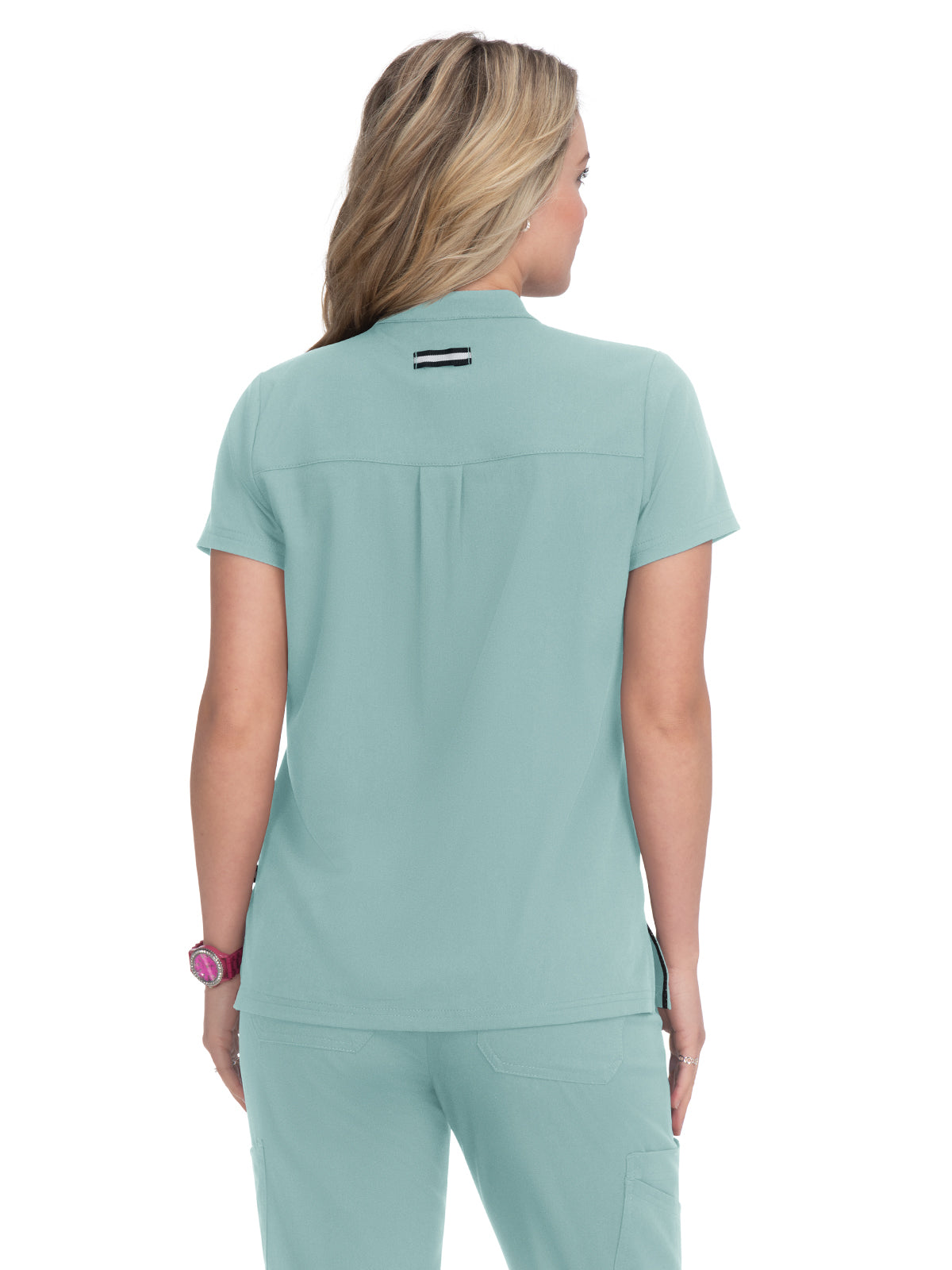 Women's 4-Pocket Zipper-Neck Mandarin Collar Driven Scrub Top