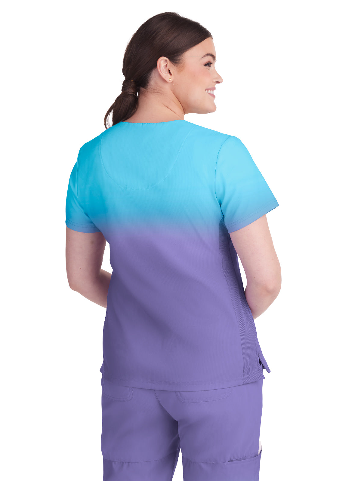 Women's 2-Pocket V-Neck Ombre Print Reclaim Scrub Top