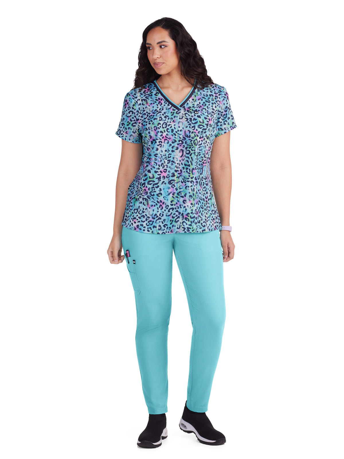 Women's 1-Pocket V-Neck Print Coming on Strong Scrub Top