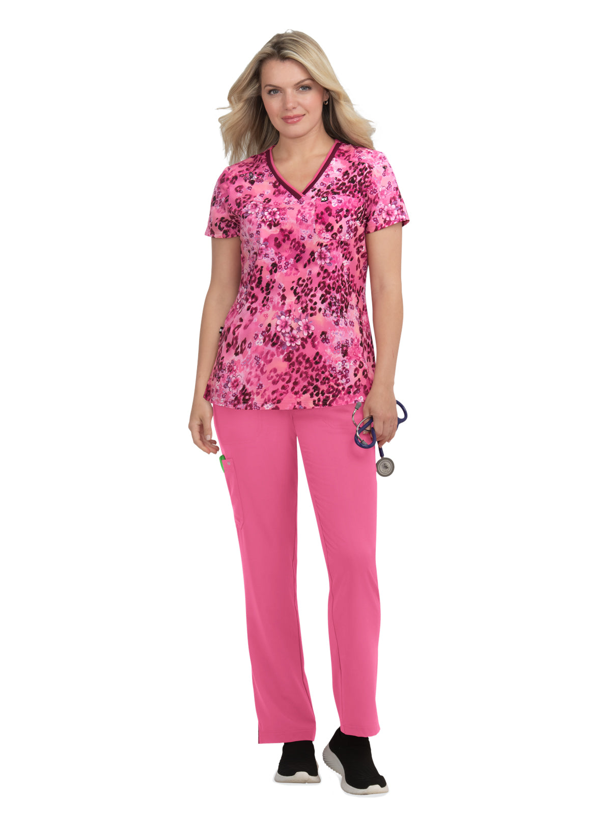 Women's 1-Pocket V-Neck Print Coming on Strong Scrub Top