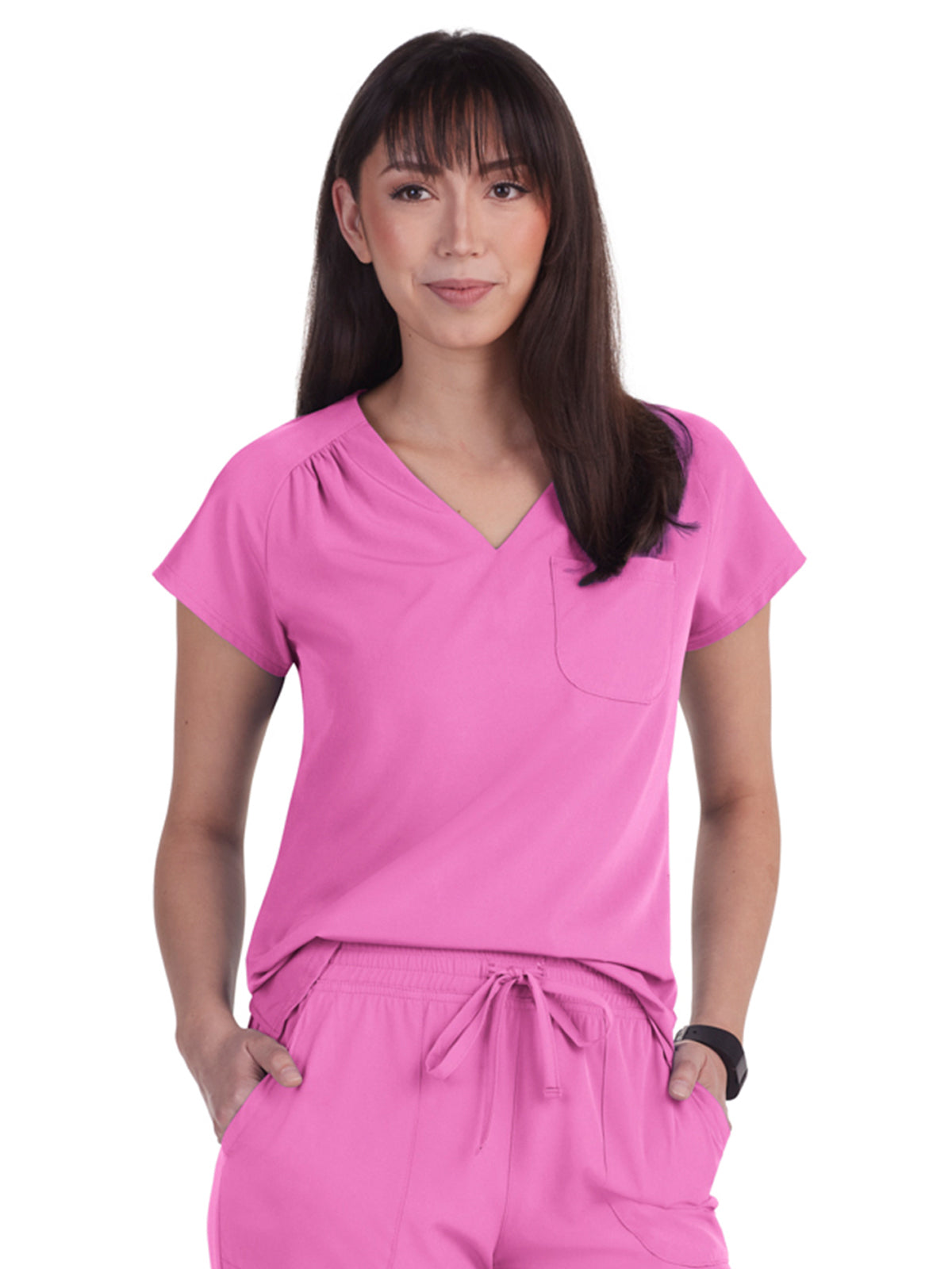 Women's 1-Pocket Heart-Shaped Neckline Eco-Friendly Kailani Scrub Top