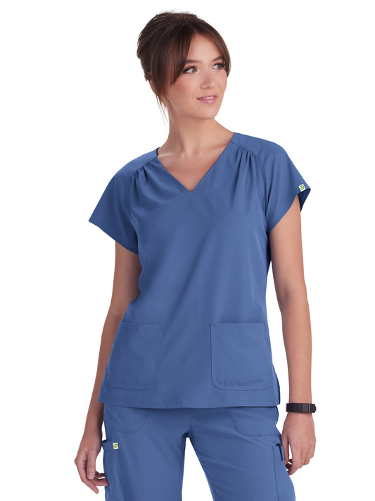 Women's Heart-Shaped Neckline Meadow Scrub Top