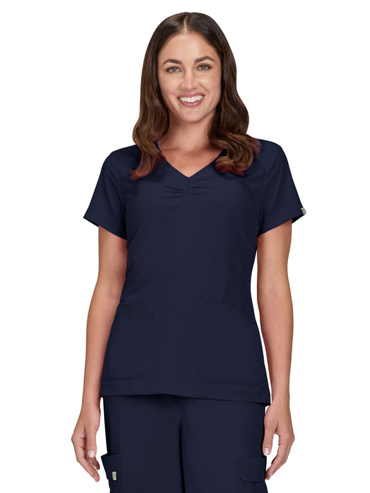 Women's Shirred Chest V-Neck Enik Scrub Top