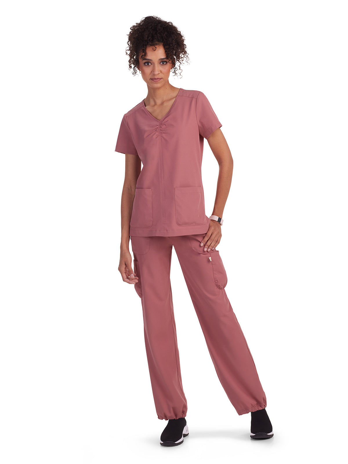 Women's Shirred Chest V-Neck Enik Scrub Top