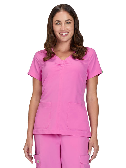 Women's Shirred Chest V-Neck Enik Scrub Top