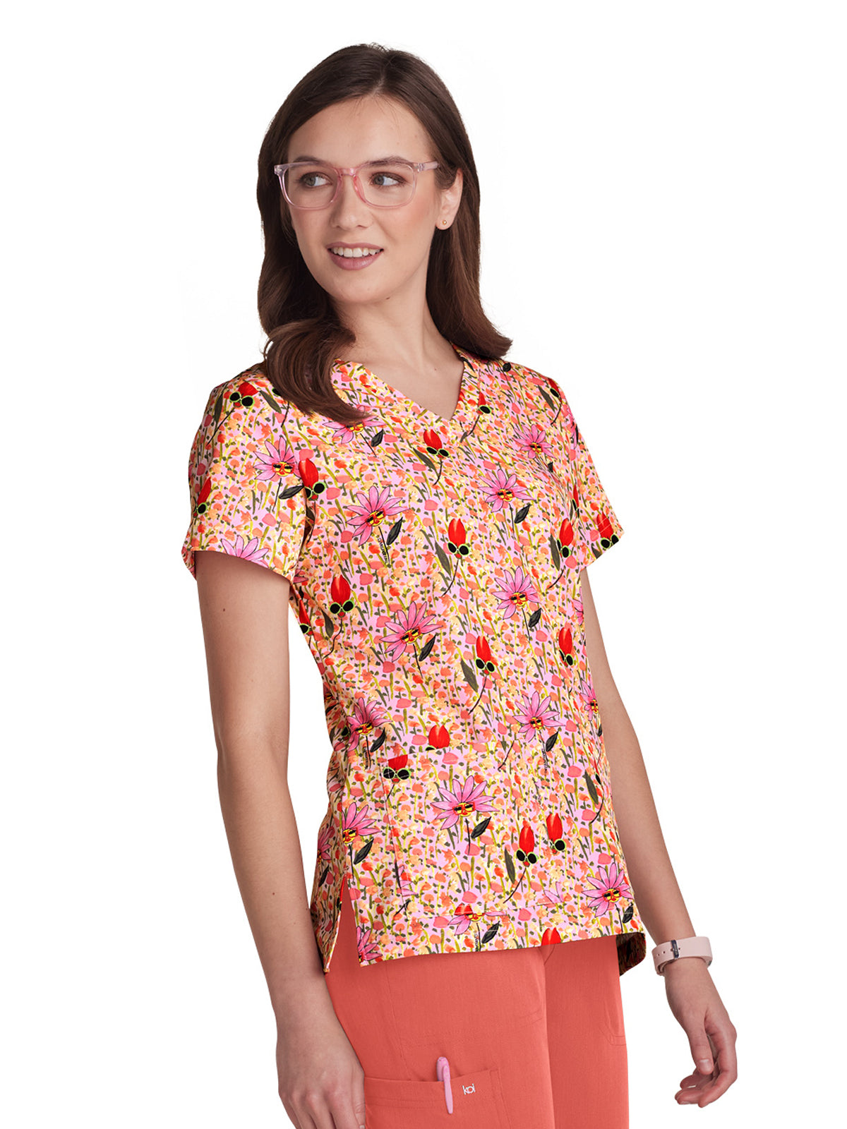 Women's 3-Pocket Print Rosalie Scrub Top