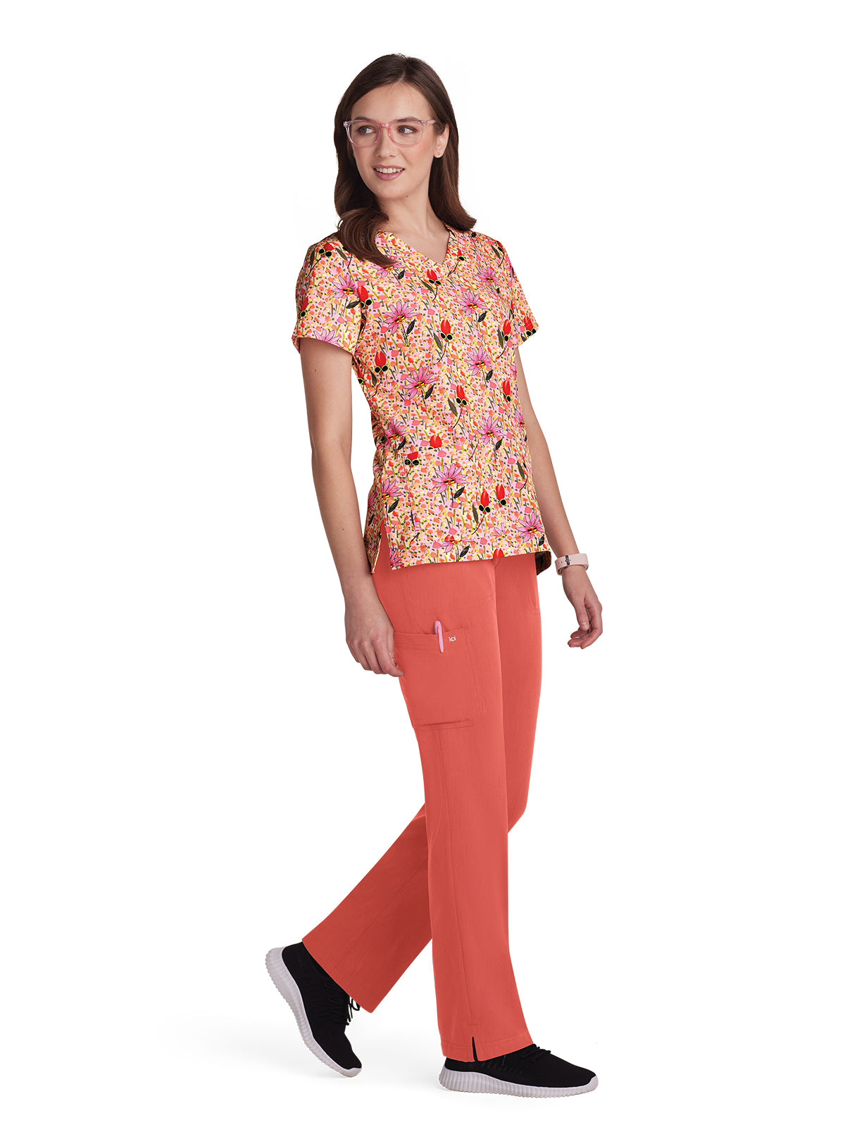 Women's 3-Pocket Print Rosalie Scrub Top