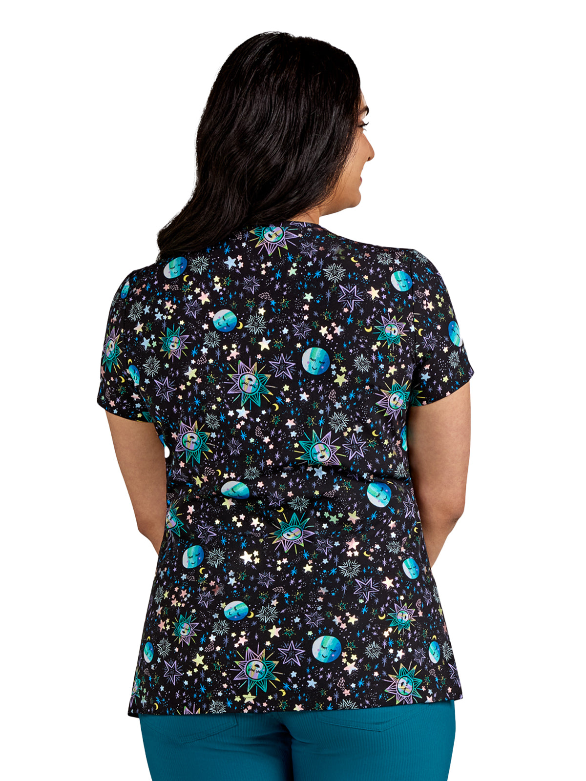 Women's 3-Pocket Print Rosalie Scrub Top