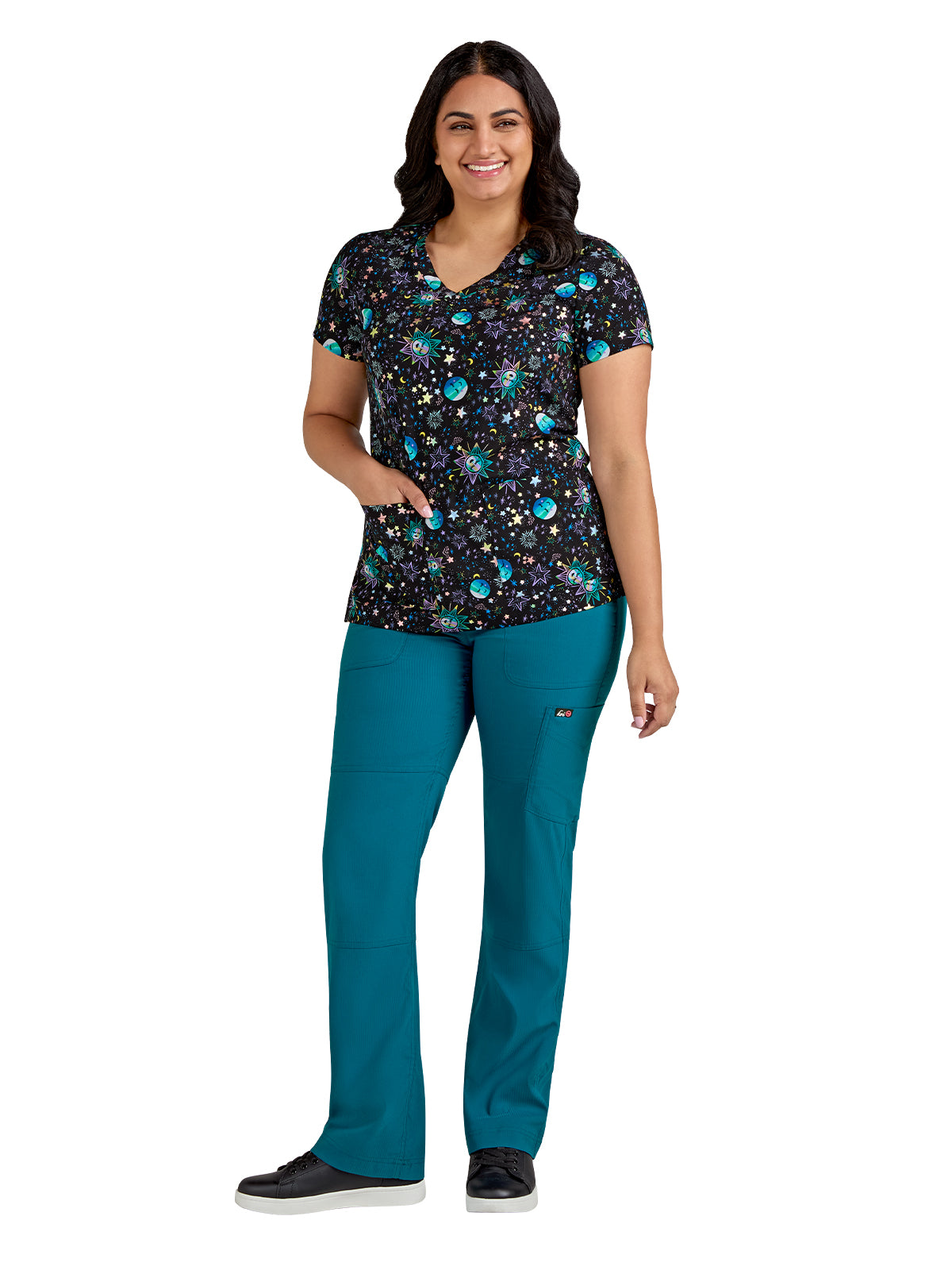 Women's 3-Pocket Print Rosalie Scrub Top