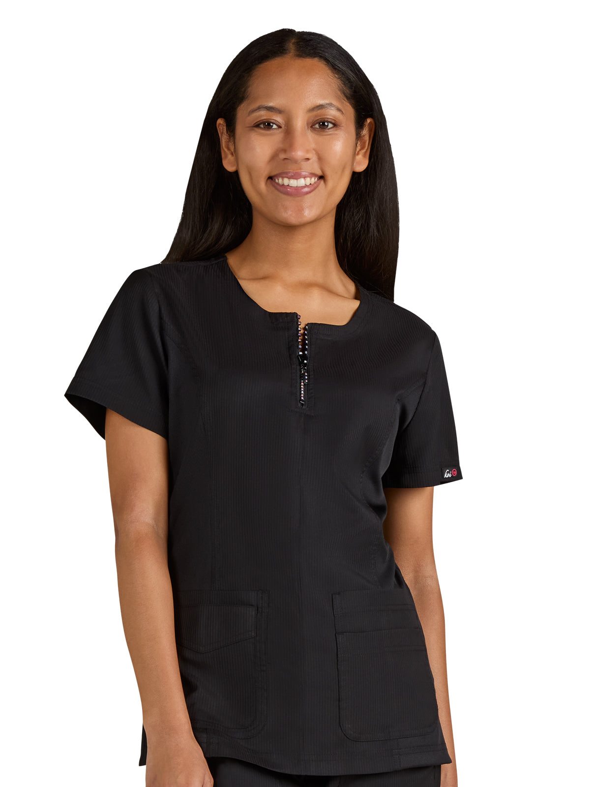 Women's Limited Edition Rhinestone Zipper Neck Serenity Scrub Top