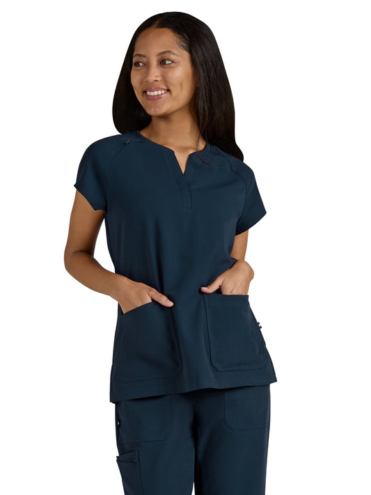 Women's Split-Neck 3-Pocket We Have Heart Scrub Top