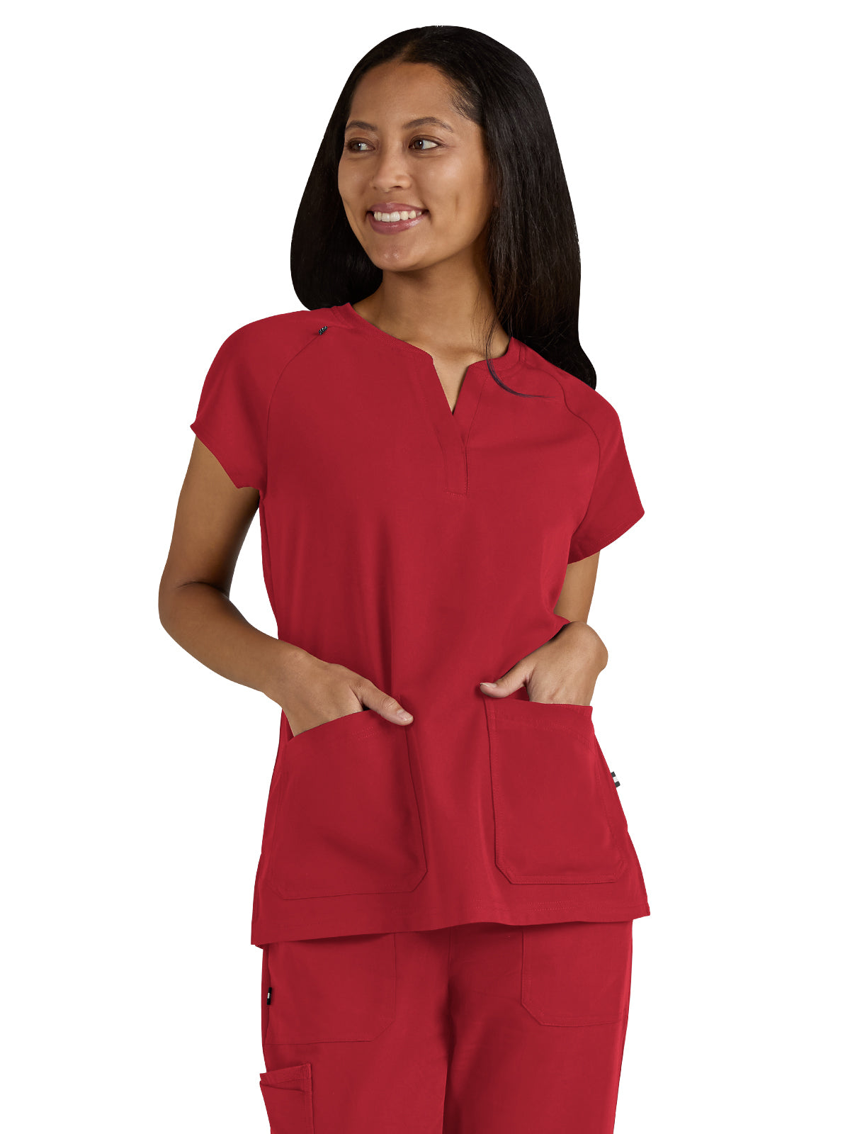 Women's Split-Neck 3-Pocket We Have Heart Scrub Top