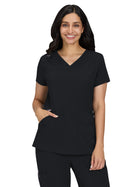 Women's Ribbed 4-Pocket V-Neck Sari Top - 1129 - Black