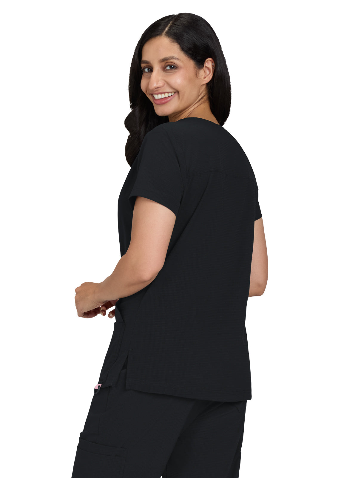 Women's Ribbed V-Neck 4-Pocket Sari Scrub Top