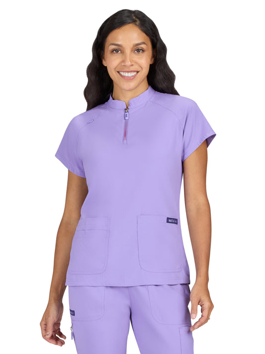 Women's Four-Pocket Ombre Zipper Neck Limited Edition Rena Top - 1130L - French Lavender