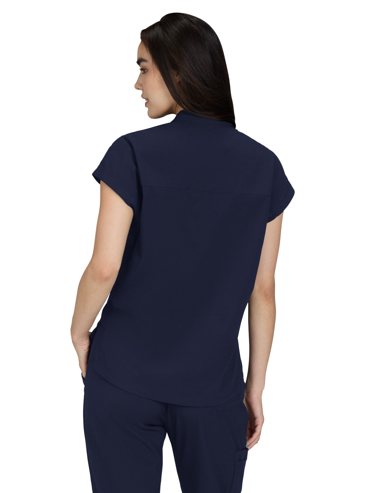 Women's Zipper Neck Combo Chest Pocket Catrin Scrub Top