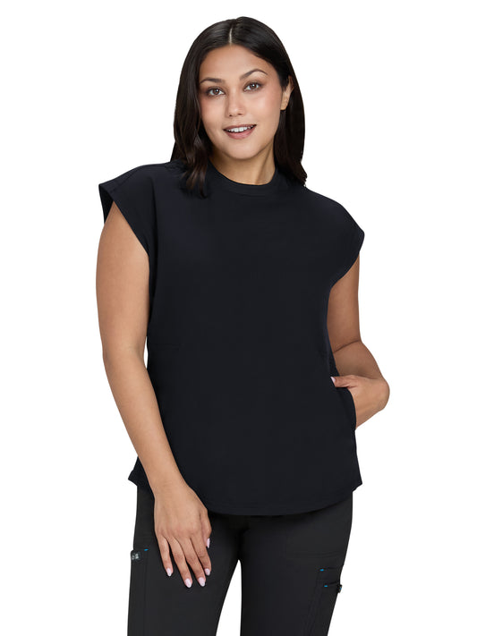 Women’s Two-Pocket Round Neck Scrub Top - 1137 - Black