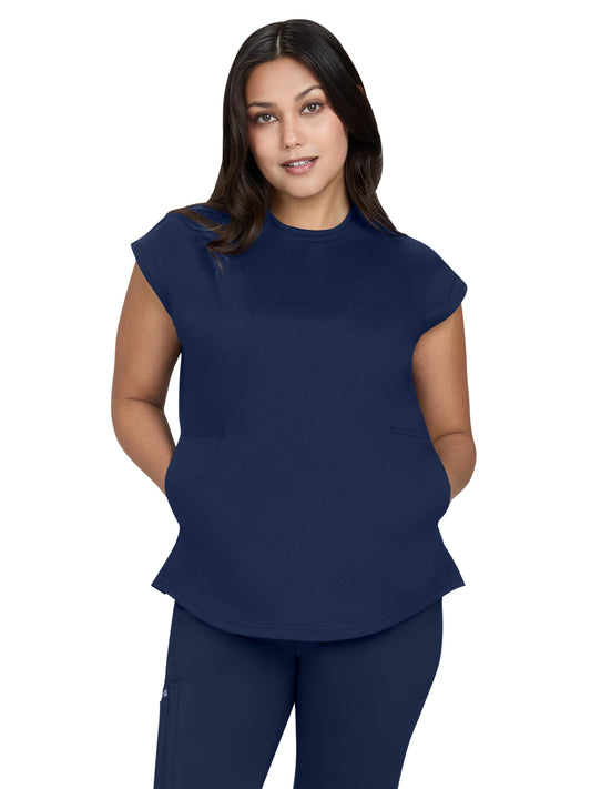 Women’s Two-Pocket Round Neck Scrub Top - 1137 - Navy