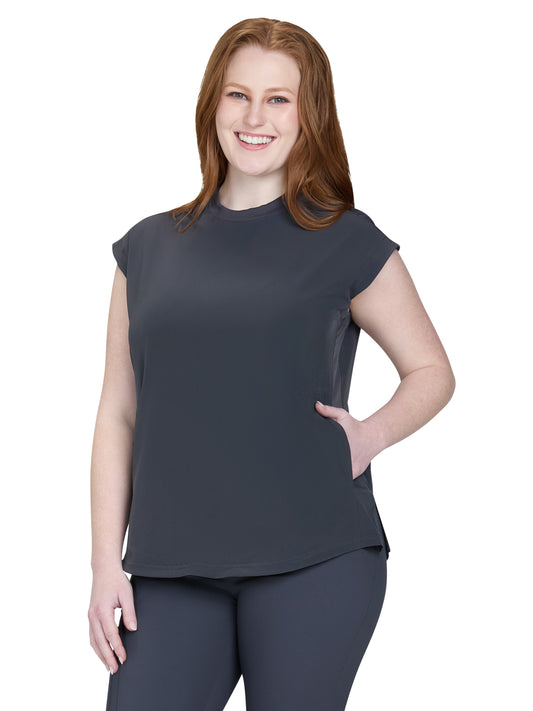 Women’s Two-Pocket Round Neck Scrub Top - 1137 - Charcoal