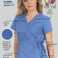 Women's 2-Pocket Adjustable Front-Tie Mock-Wrap Katelyn Scrub Top