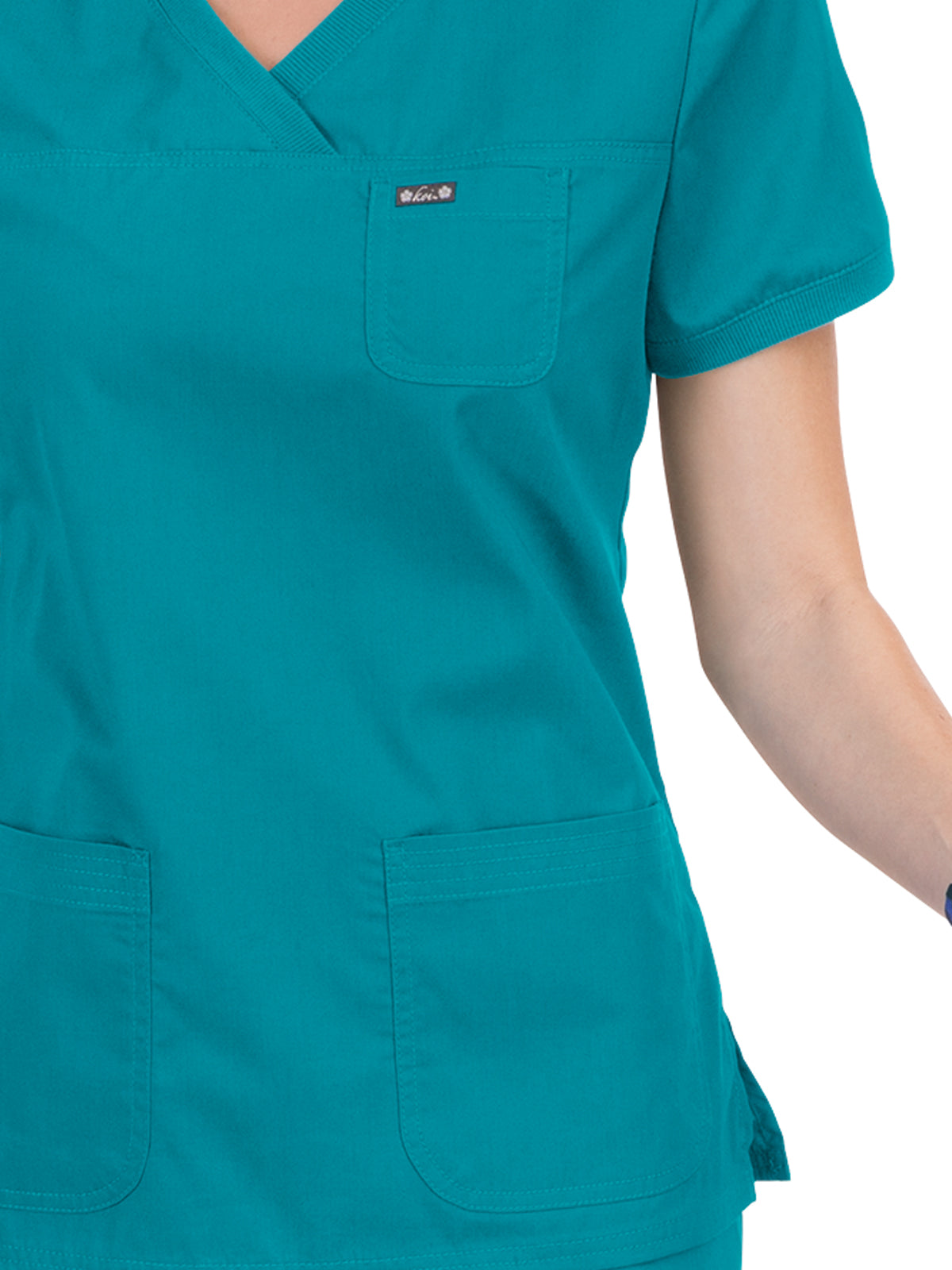 Women's 3-Pocket Soft Rib Trim V-Neck Nicole Scrub Top