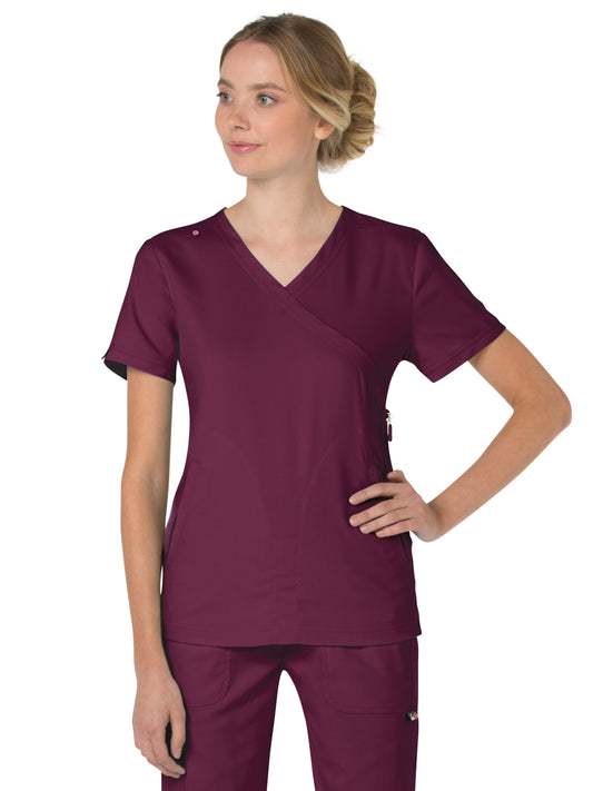 Women's Three-Pocket Mock-Wrap Philosophy Top - 316 - Wine