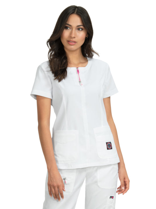 Women's 4-Pocket Zipper Neck Serenity Scrub Top