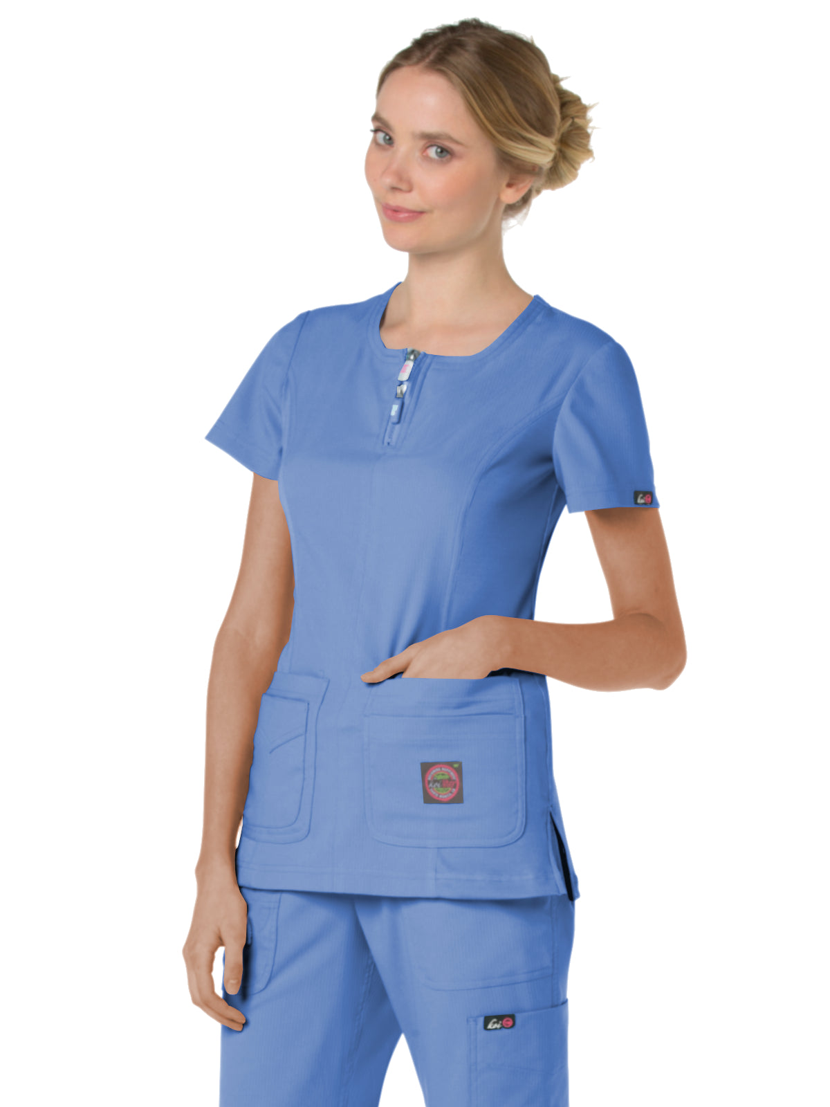 Women's 4-Pocket Zipper Neck Serenity Scrub Top