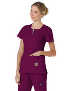 Women's Four-Pocket Zipper Neck Serenity Top - 317 - Wine
