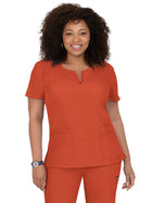 Women's Four-Pocket Zipper Neck Serenity Top - 317 - Terracotta