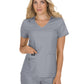 Women's Four-Pocket Stretch V-Neck Becca Top - 373 - Platinum Grey