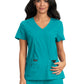 Women's Four-Pocket Stretch V-Neck Becca Top - 373 - Teal